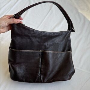 Le Donne Genuine Leather Dark Brown Hobo Shoulder Bag | Slouchy Everyday Handbag